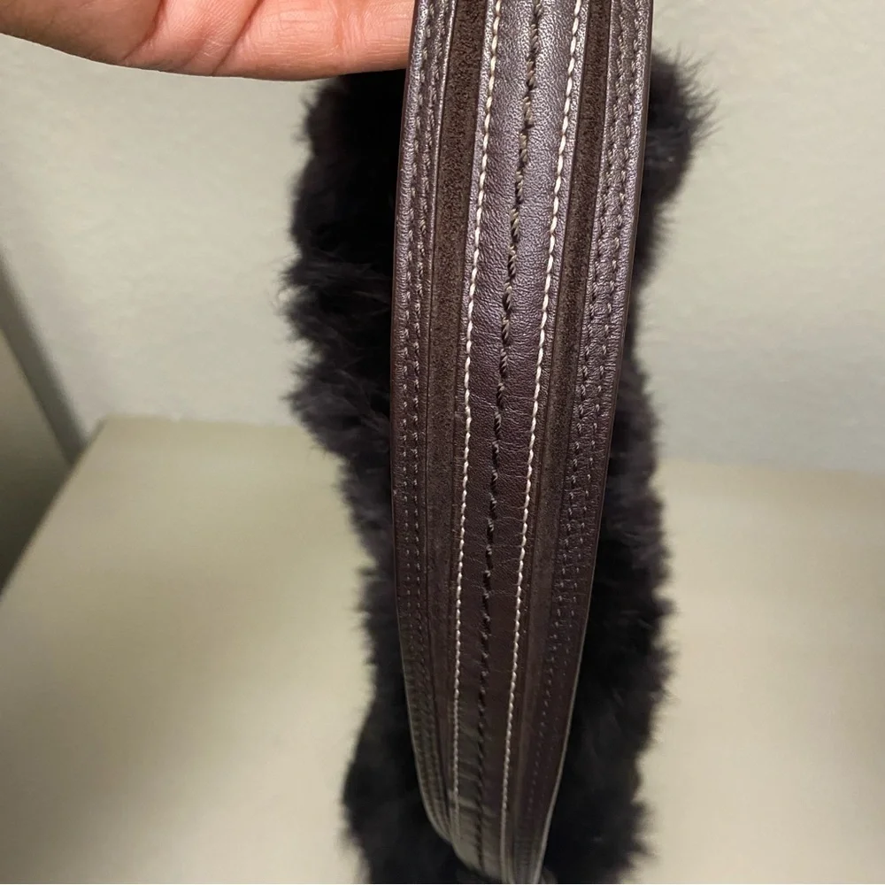EUC Vintage Coach Brown Rabbit Fur Nylon Quilted Hobo Bag - Limited Edition - Picture 10 of 13
